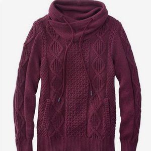 M LL Bean Signature CottonCable Funnelneck Sweater